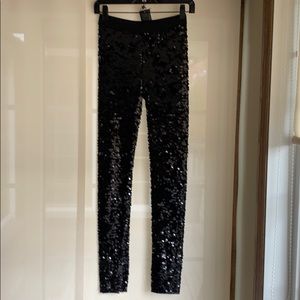 BCBG MAXAZRIA black sequin leggings